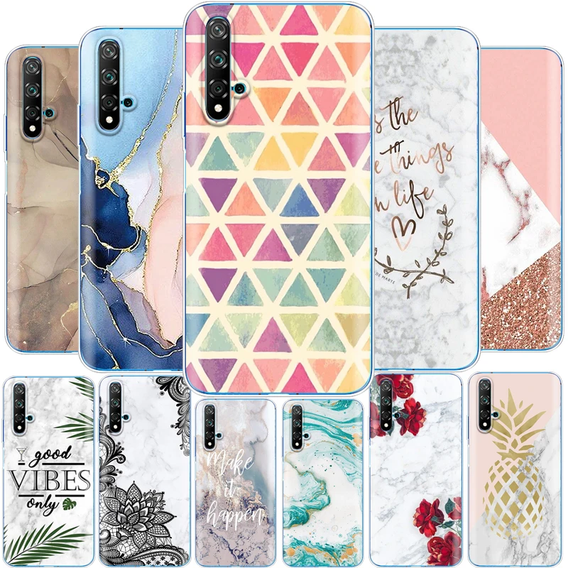 For Huawei Nova 5T Cases Soft TPU Marbling Back Silicon Phone Cover Nova5T 5 T YAL-L21 6.26'' Fundas Coque Bumper | Мобильные