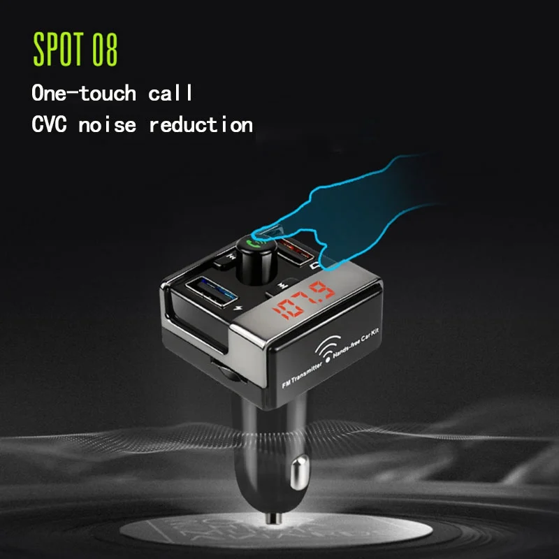 Беспроводной Bluetooth FM передатчик автомобильный комплект двойной USB зарядное устройство Hands Free адаптер вызова