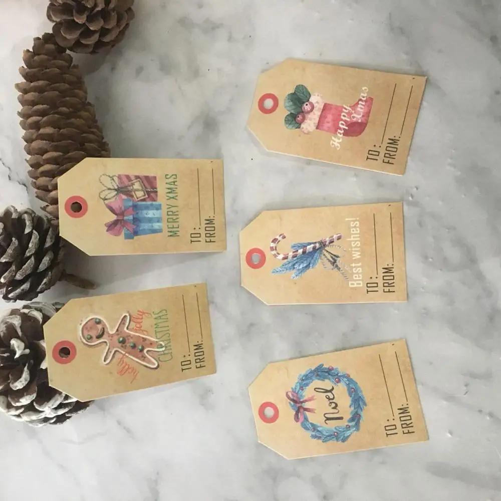 Santa Gift Natale Рождественская открытка 50 шт. Рождественская Открытка Крафт-бумага набор тегов Санта-Клауса подарочная упаковка для выпечки@ 30 - Цвет: Santa Gift