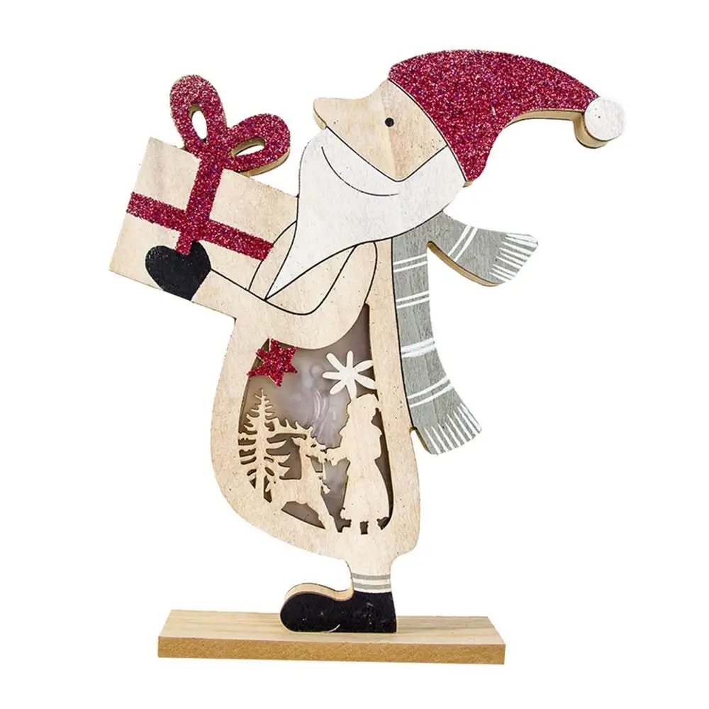 Wooden Ornament Navidad Санта снеговик с гирлянда Рождественские украшения для дома елки украшения decorazioni natalizie@ 40 - Цвет: Wooden Ornament