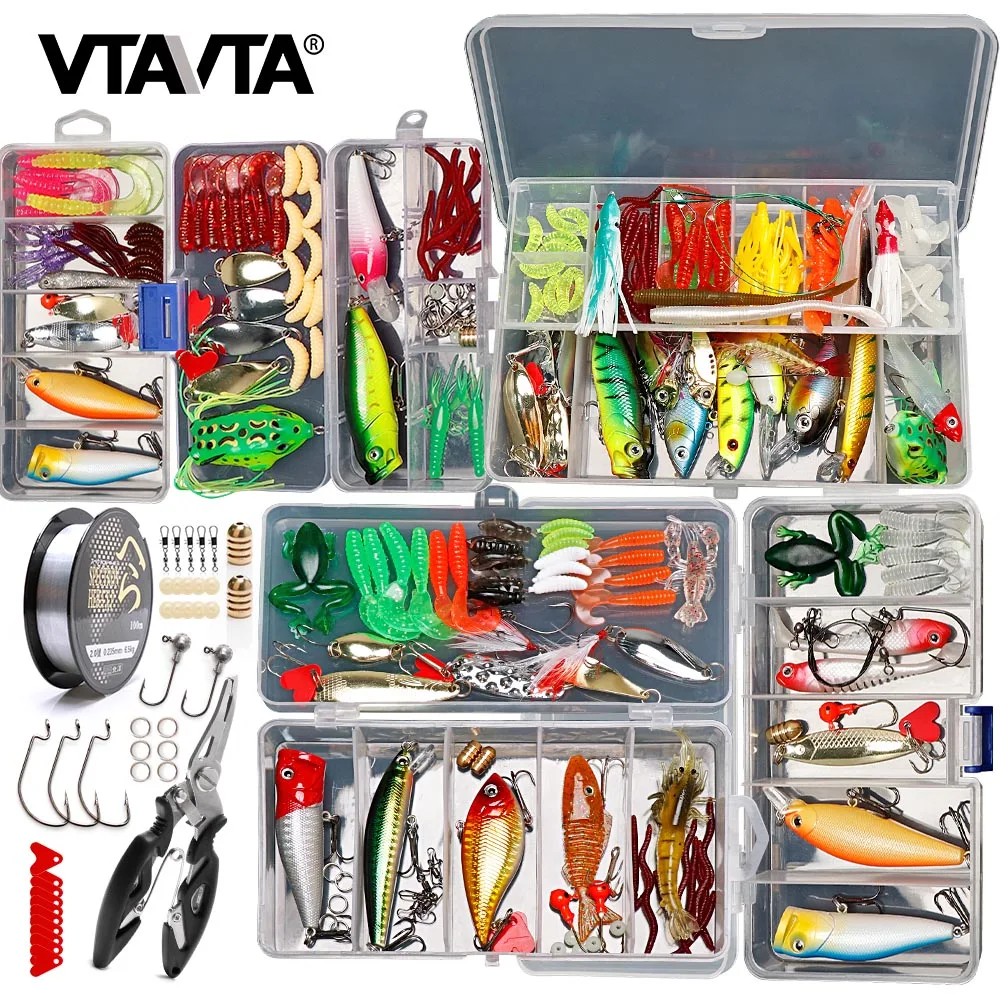 Kit De Señuelos De Pesca 301 Piezas LAEMALLS - Cebos Duros Y Suaves Con Ojos 3D - Para Trucha, Bass, Salmón, Lucio Y Más