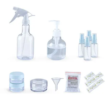 

12Pcs Portable PET Transparent Plastic Travel Refillable Bottle Set with Small Funnel for Flight Airport Holiday New Apr22