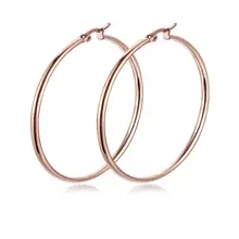 Moda Grandes Brincos de Argola Grande Círculo Suave Brincos Hoops Orelha Rodada Anéis de Loop de Aço Inoxidável Huggie Brincos para Mulheres(China)