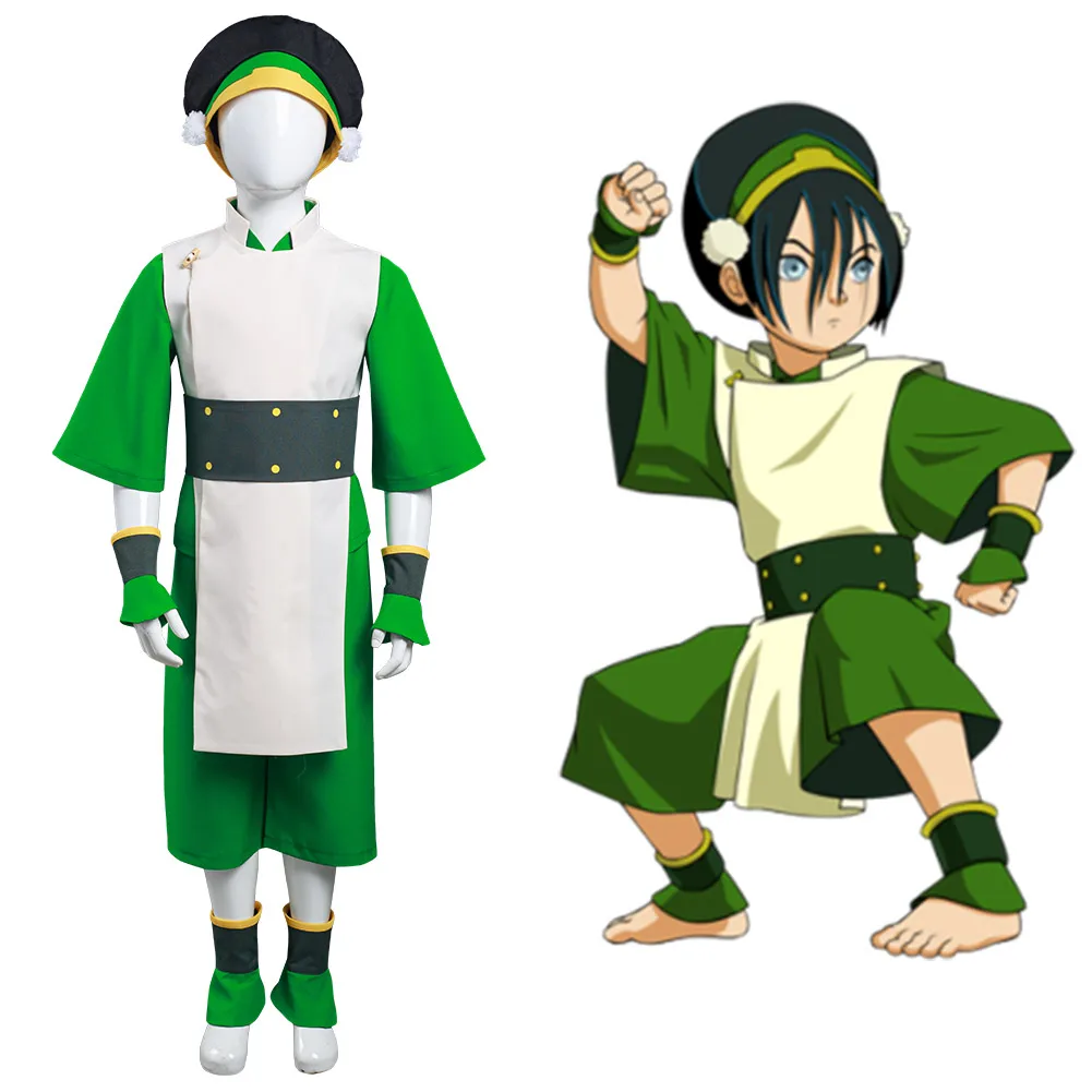 (In Stock) Avatar: The Last Airbender Toph hengfang Cosplay Costume Kids Children Vest Pants Outfits Halloween Carnival Suit |