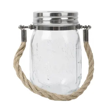 

Regular/Wide Mouth Mason Jars Handles Canning Jars Stainless Steel Wire Hanger with Twine Hemp Rope Handles DIY Solar Lamp