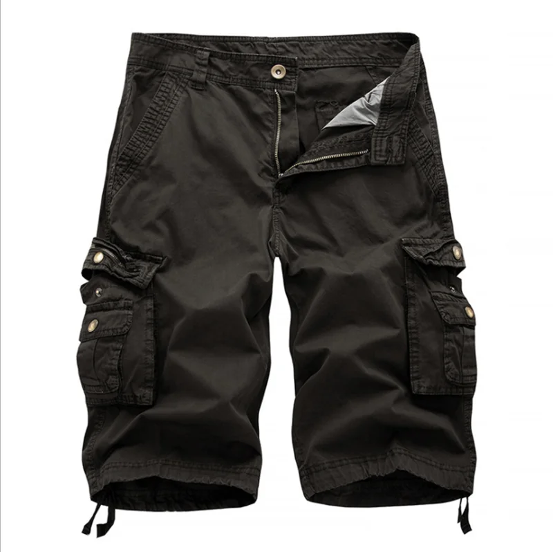 Dark gray 8 цветов классического размера плюс 30-40 Новые брендовые летние однотонные свободные шорты Карго мужские прямые повседневные короткие брюки карго шорты - Цвет: Dark gray