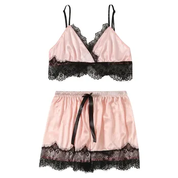 

Women Lace Sexy Passion Lingerie Babydoll Pyjamas Nightwear Texture Two Piece Set Honeymoon Nightgown Pijama Mujer Verano