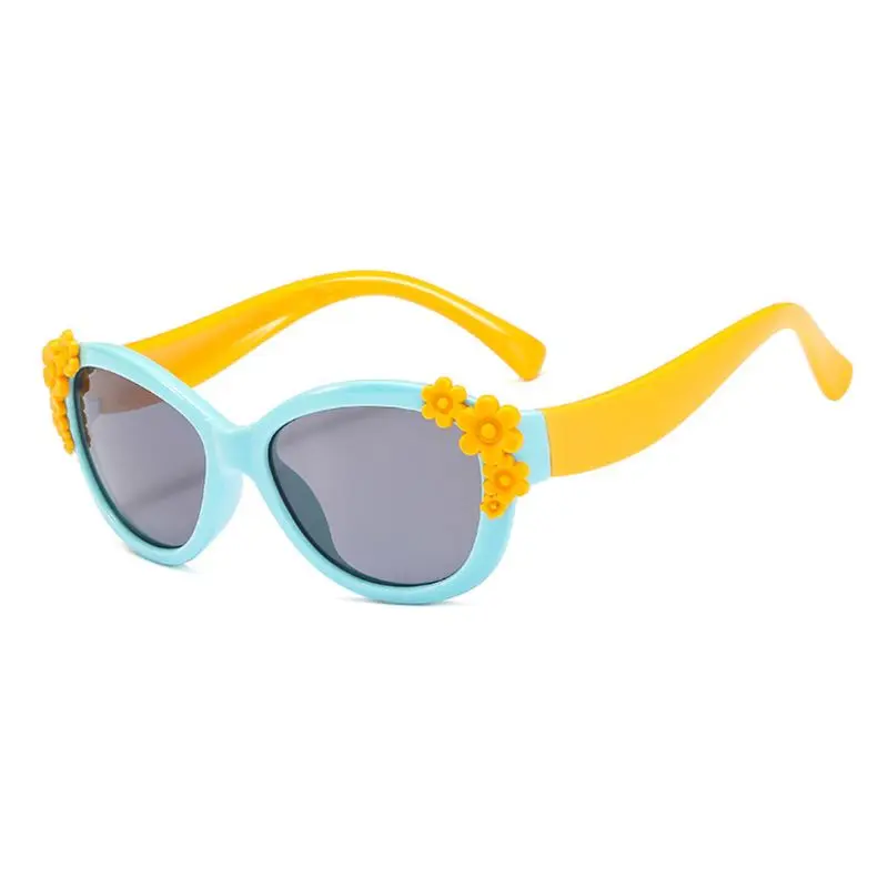 Orange Детские солнцезащитные очки для мальчиков и девочек, детские силиконовые защитные поляризованные солнцезащитные очки с цветами - Цвет линз: Orange