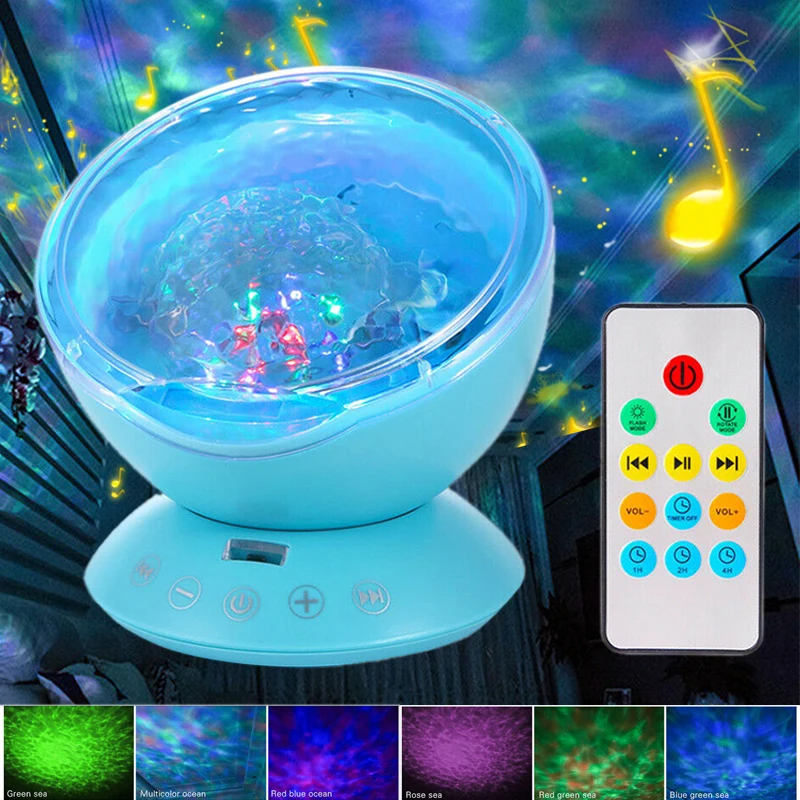 Relaxing Ocean Night Light Music Projection Calming Autism Sensory LED Light Ocean Wave