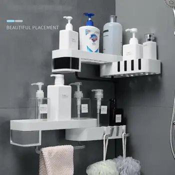 

Drill Free Storage Rack Rotary Triangle Wall Mounted Container Bathroom Kitchen Bathroom Storage Rack