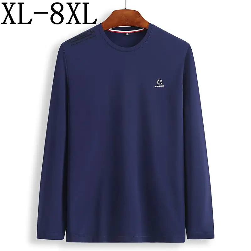 

Size 8XL 7XL 6XL 2019 New Autumn Business Mens T shirt Long Sleeve Loose T shirts Top Quality Casual Brand Camiseta Masculina
