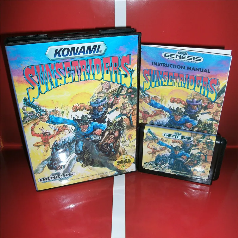 MD games card - Sunset Riders US чехол с коробкой и руководством для Sega Megadrive Genesis игровая