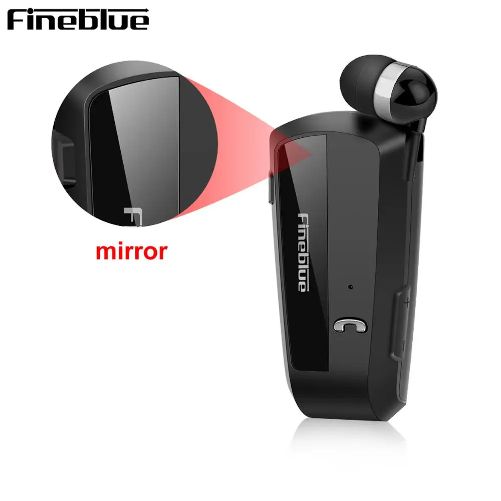 mirror black Fineblue F990 Беспроводная бизнес bluetooth-гарнитура, спортивные наушники для водителя, телескопические стерео наушники-вкладыши с клипсой, вибрация, роскошный черный цвет - Цвет: mirror black