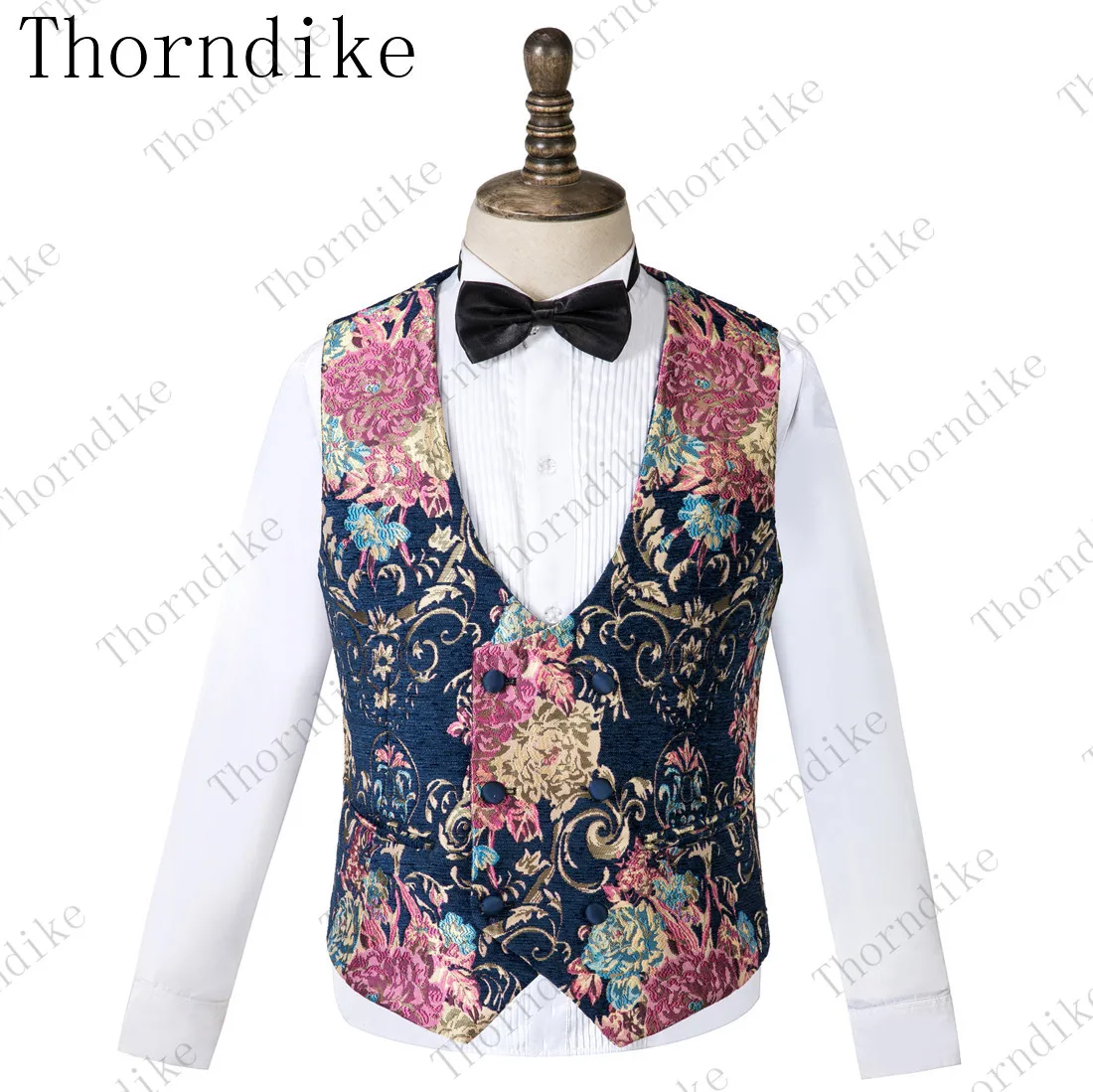 Mens Suit Groom Navy Blue Jacquard Tuxedos Men's Wear Wedding Party Groomsman (Jacket+Pant+Vest)