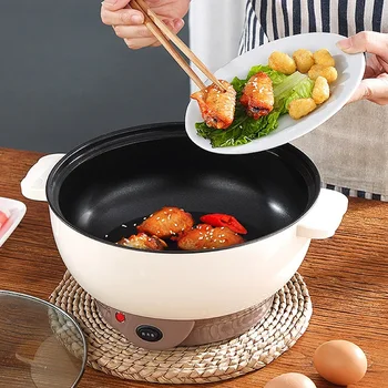 

Electric Cooker LJ605 Low Power Hot Pot 220V Plug In Food Heater Student Nonstick Pan Soup Boiling Heater