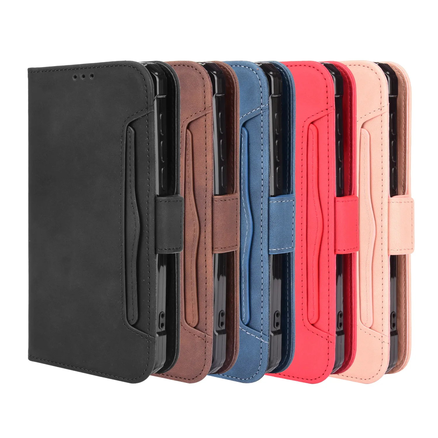 Leather Wallet Flip Case with Multi-card Slots