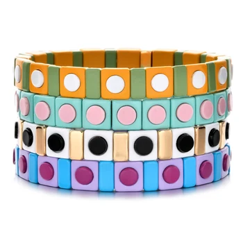 

New Element Friendship Bracelet Homme Women Enamel Tile Bracelets Stretch Jewelry Rainbow Bangles Bohemian Pulsera Mujer Moda