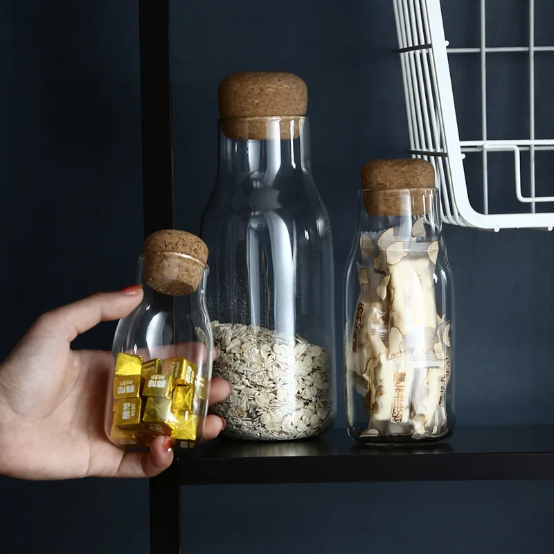 Glass Jars Mason Jar Transparent Storage Can Cork Stopper Bottle Small Containers Sealed Tea Coffee Tank | Дом и сад