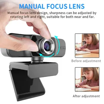

USB Manual Focus Webcam 1080P Web Camera with Dual Microphone for PC Computer W91A