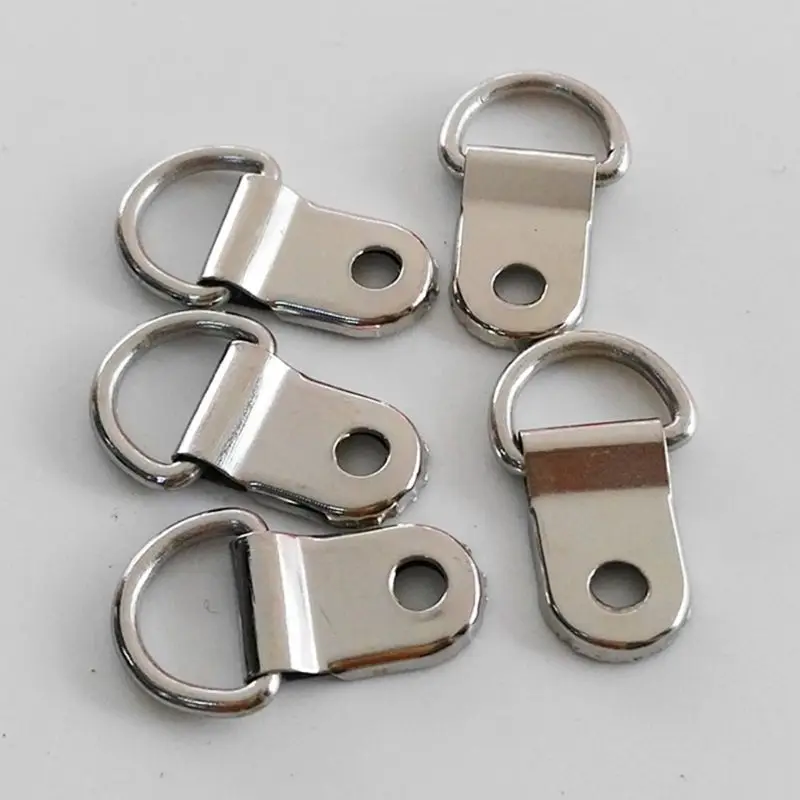 100pcs D Ring Hanging Picture Frame Strap Hanger Hooks Oil Painting Mirror Hanger 100 Screws Picture Frame Hangers