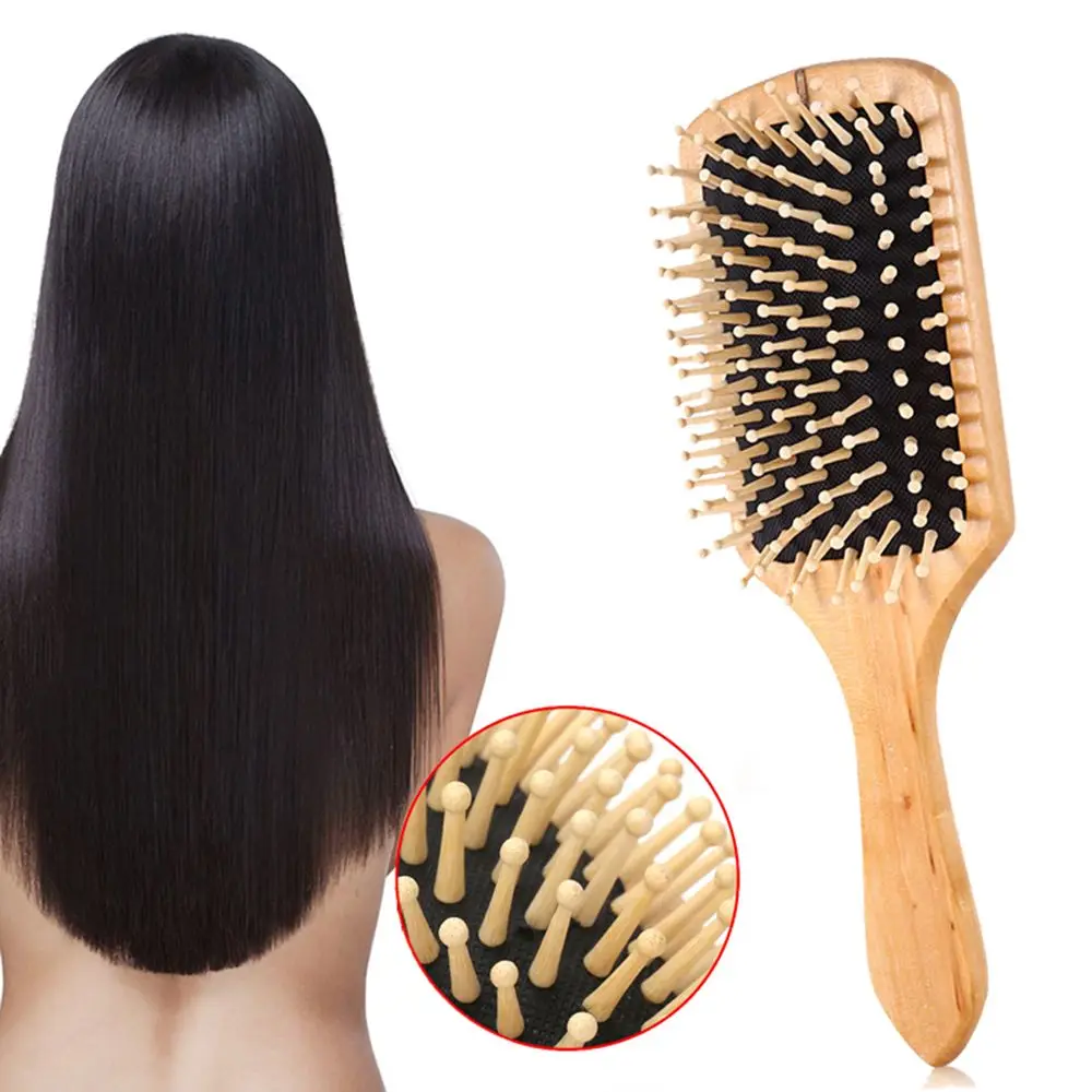 

New 1PC Wood Comb Professional Healthy Paddle Cushion Hair Loss Massage Brush Hairbrush Comb Scalp Hair Care Healthy bamboo comb