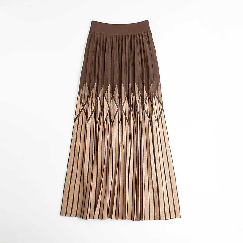 Knitted pleated skirt Winter fashion skirts getting new knitting skirts double loose fitting a line skirt