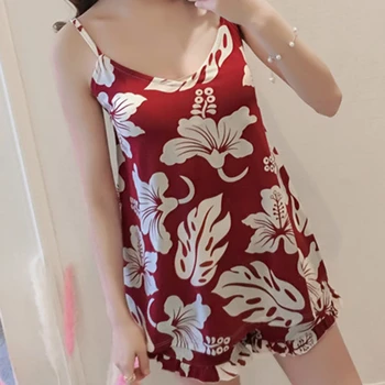 

Spring And Summer Women's Pajamas Suit Comfortable Soft Milk Silk Pajamas Sexy Suspenders Fashion Two-piece Female Home Clothes