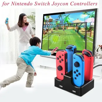 

KYVG 4 In 1 USB Charging Dock Station Charger Stand Holder for Nintend Switch NS Joy-Con with 2 Extra USB Port & LED Indicator