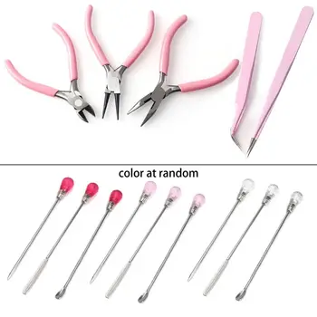 

8Pcs Silicone Resin Tools Set Stirring Needle Spoon Plier Tweezer Jewelry Making