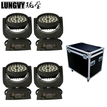 

Free Shipping 4pcs in Flight Case 36X10W 4in1 RGBW LED Zoom Moving Head with Wash Effect Stage DJ Club Light 14CH