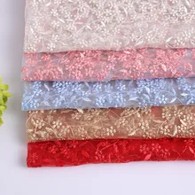 Ширина 135 см кружевная шифоновая одежда сетчатая с вышивкой цветы Ткань для женщин платье Сделай Сам сад свадебное платье украшение дома ткань