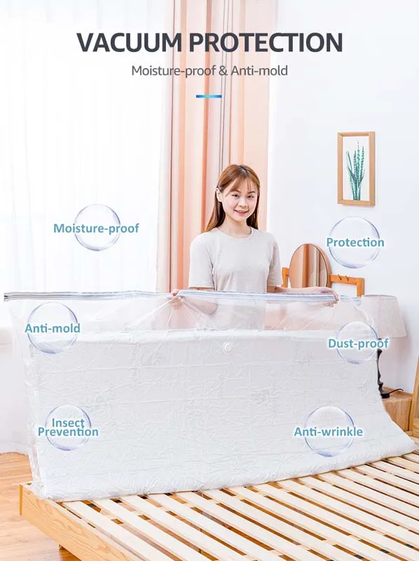 Home Use Latex Mattress Vacuum Bag Foldable Packing Storage Compression Bag for Memory Foam Ventilated Mattress Toppers and Pad