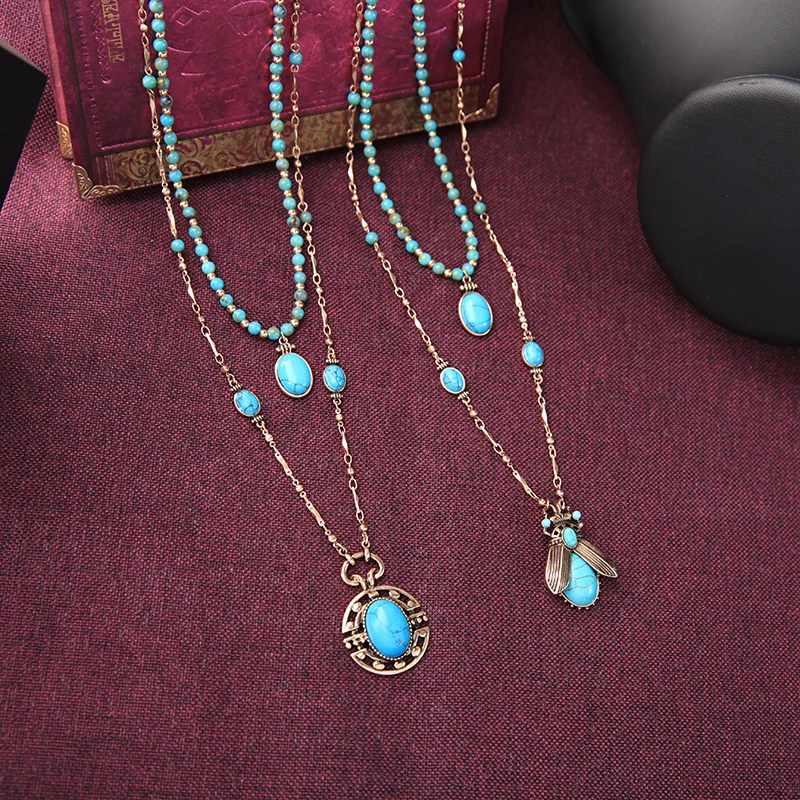 

New Arrival Bohemia Fashion Blue Color Insect Necklace For Women Handmade Charming Date Gift Adjustable Jewelry Accessory