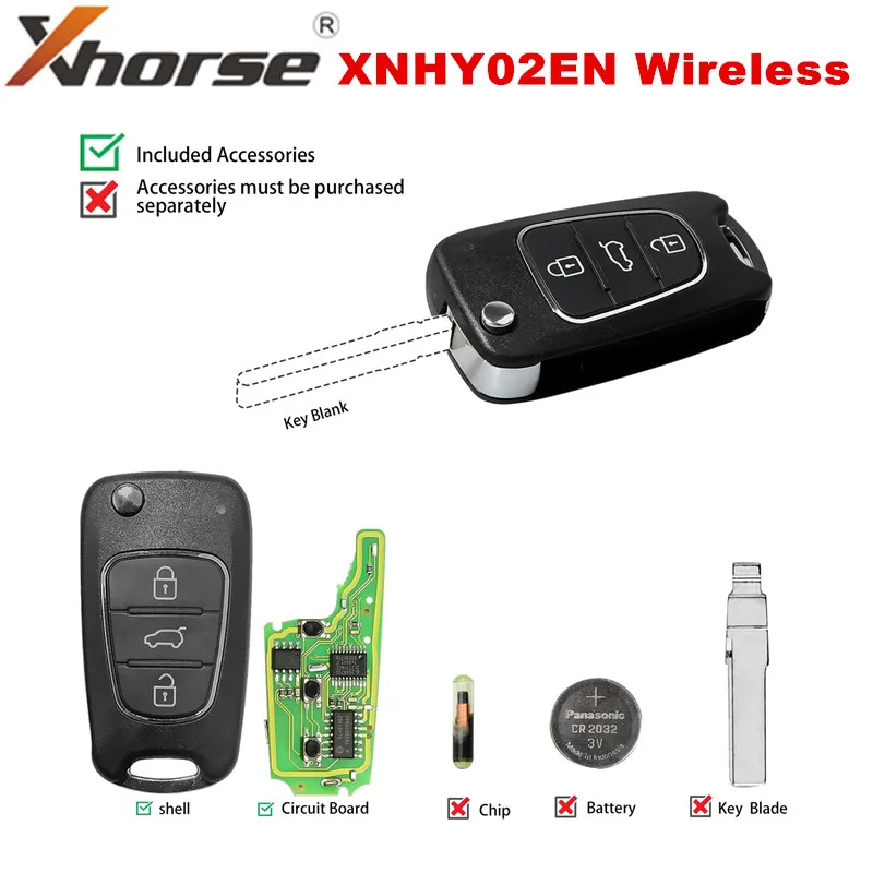 Беспроводной пульт дистанционного управления Xhorse XNHY02EN для Hyundai Flip с 3 кнопками на