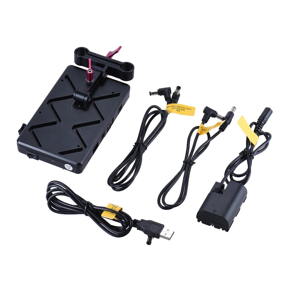 Andoer AD-VFU2 V-mount V-блокировка блока питания Батарейная пластина комплект USB 5 V/7,2 V/12 V/14,8 V для камеры Canon DSLR Monitor Mic