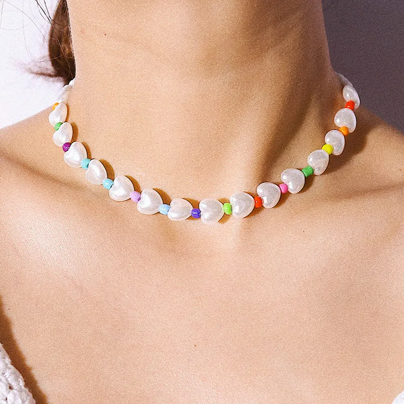 

Mix Color Pearl Beaded Boho Choker Necklace Delicate Women Fashion Bohemian Hot Popular Beach Jewelry