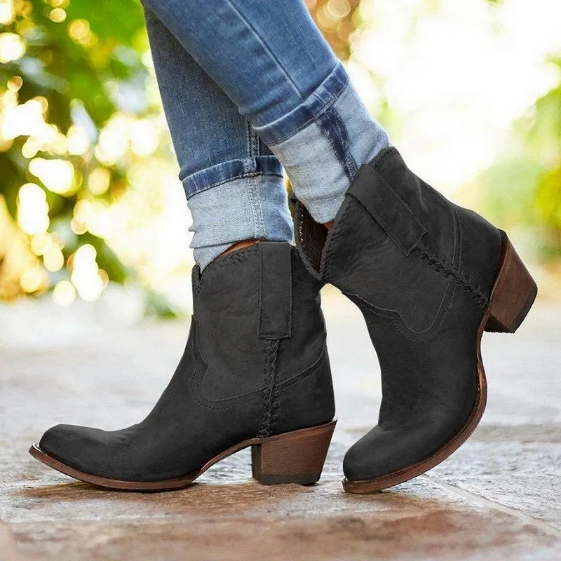 

Women Boots Black Ankle Boot Spring Autumn Chunky High Heels Pointed Toe Chelsea Boots Women Shoes Pointed Toe Shoes