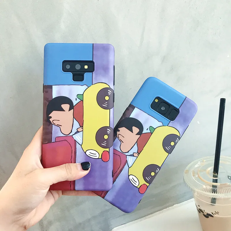 

Cartoon Crayon Shin Chan Silicone Phone Lanyard Cases for Samsung Galaxy S10 S9 plus S8 Matte Case for Samsung note 9 8 Cover