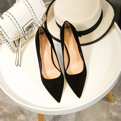 Модная пикантная обувь на высоком каблуке с острым носком для студентов; тонкие туфли на тонком каблуке; элегантные модельные туфли-лодочки для вечеринок; женская обувь маленького размера; 33 - Цвет: black 6 cm