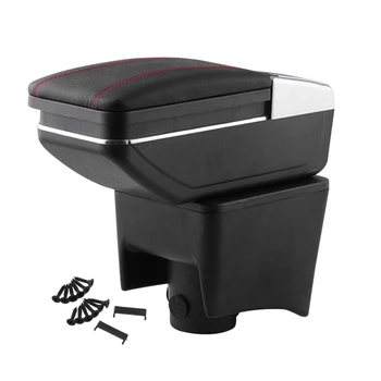 

Car Center Console Box Armrest Box Rotatable Storage Box for V-W Polo10-18 PU