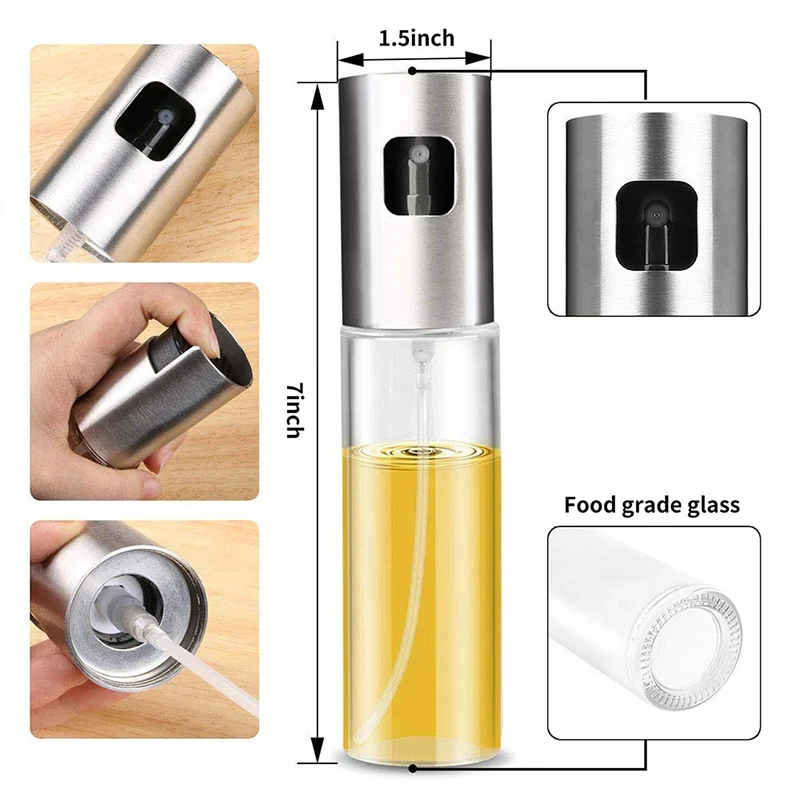 Kitchen Baking Oil Cook Oil Spray Empty Bottle Vinegar Bottle Dispenser Cooking Tool Salad BBQ Cooking Glass sprayer