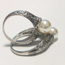 Винтажное кольцо в стиле панк с большим искусственным жемчугом для женщин, богемные античные полудрагоценные каменные кольца, ювелирные украшения для девушек, женские подарки