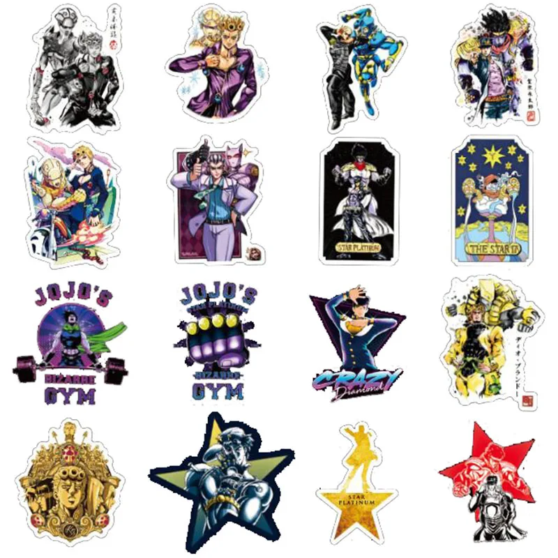 50 шт./компл. аниме JOJOS невероятное приключение Стикеры s Косплэй аксессуары ПВХ Водонепроницаемый наклейки с персонажами из мультфильмов игрушка наклейки для подарков
