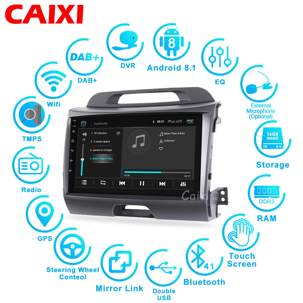 CaiXi автомобильный Радио мультимедийный dvd-плеер GpS навигация для KIA Sportage 2011 2012 2013 автомобильный Android 8,1 2din видео плеер