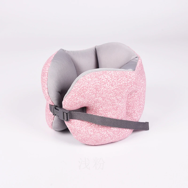 light pink Эргономичный дизайн, подушка для путешествий с поездом и шеей, пенные частицы, снимает усталость плеч, шеи, ортопедическая портативная подушка для шеи - Цвет: light pink