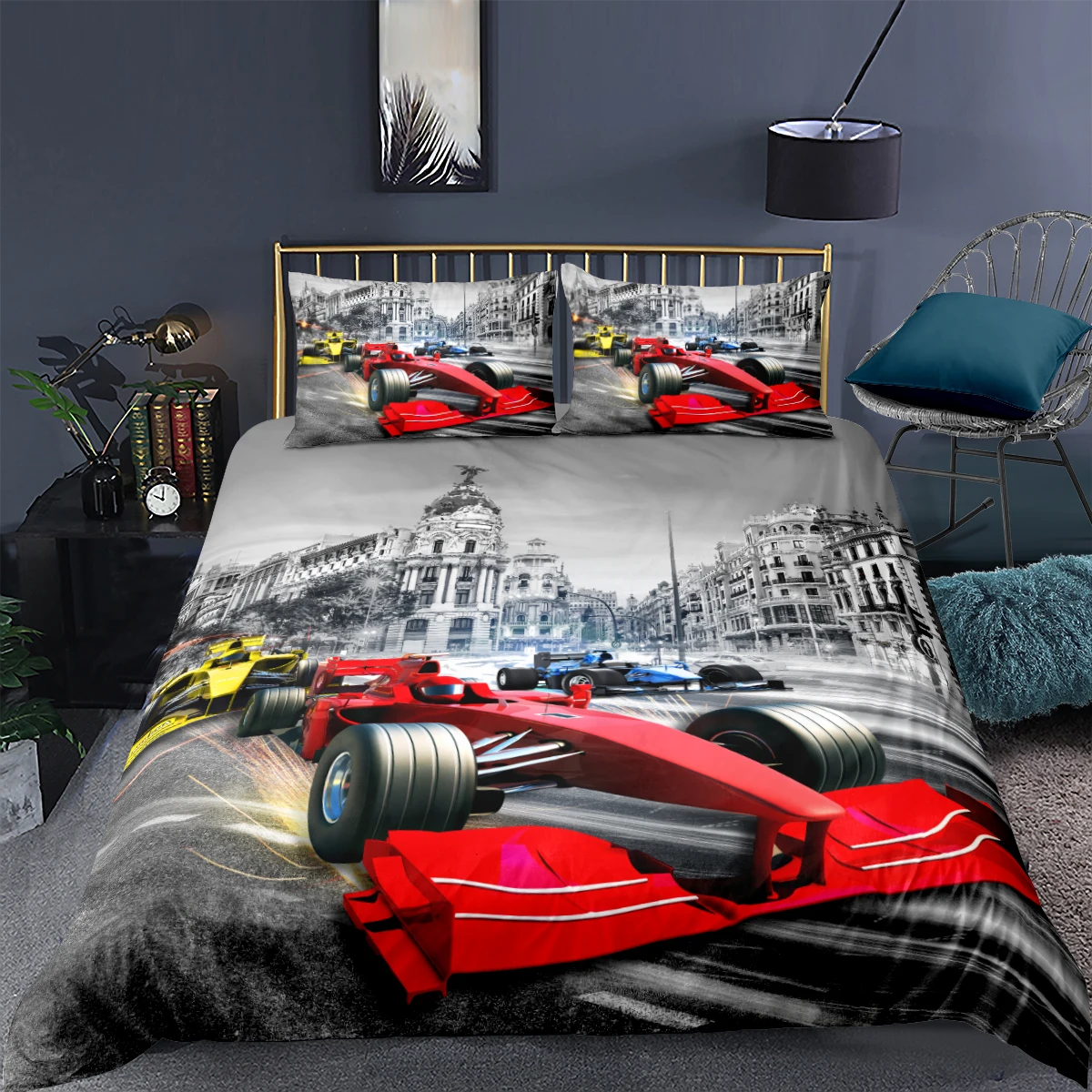 3D Gray Bedding Set Motorcycle race Duvet Cover Sets Bed Linens Pillow  Cases Full Double Single Twin Queen King Size 173*230cm - AliExpress