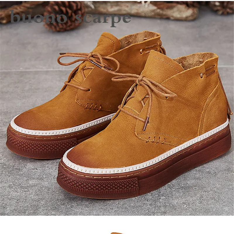 

2019 autumn and winter new full leather short boots with muffin and platform women's boots