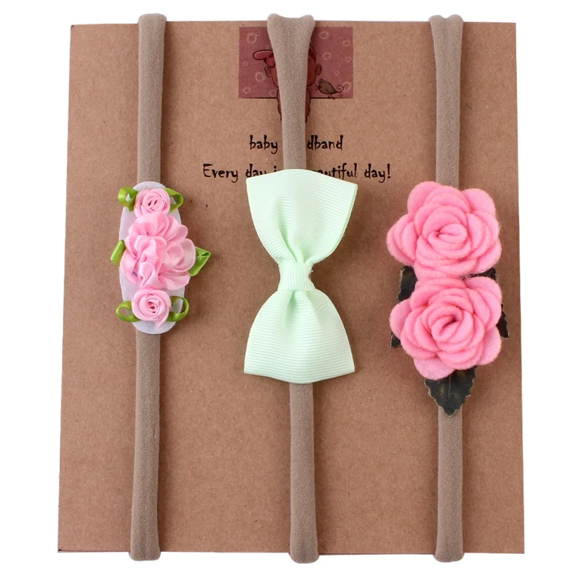 Baby Girls Headband Multi Colors Newborn Bows Head Bandage Kids Toddlers Headwear Hair Band Infant Clothing Accessories 3pcs set