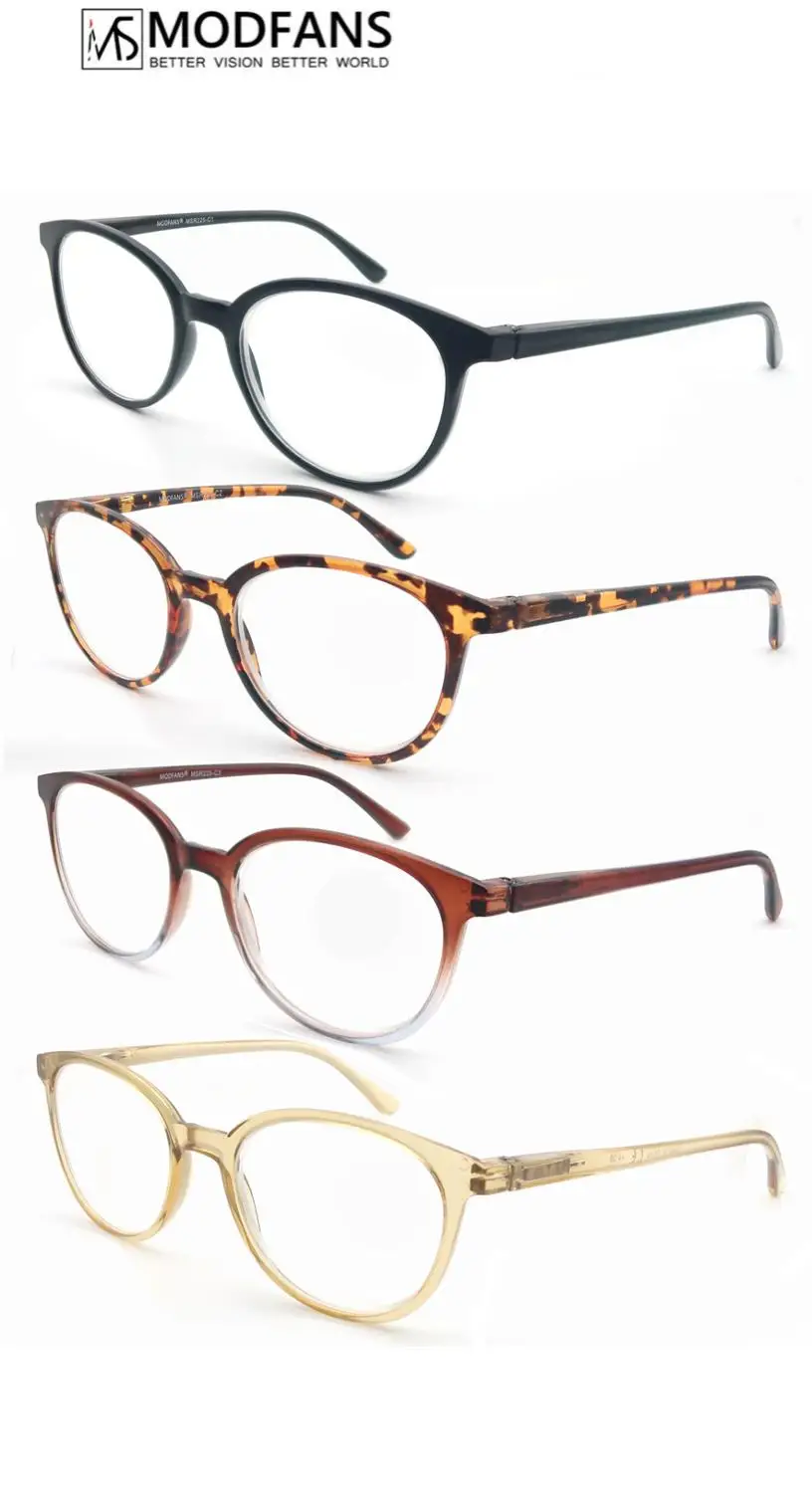 MODFANS Reading Glasses For Women and men Classic Round Sunglasses Readers Frame with Spring Hinge +0.5 ~ +4.0