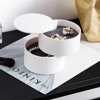 

Jewelry Storage Box 4 Layers Rotation Desktop Jewelry Case Container Ring Display Case Necklace Earrings Packaging Organizer